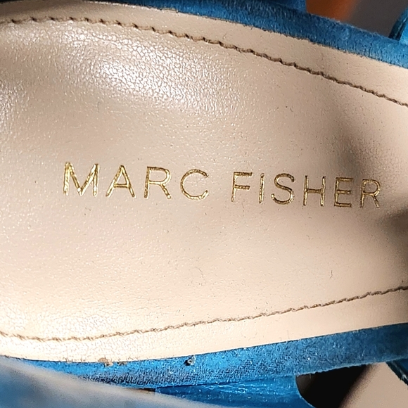 Marc Fisher Paradox Suede Gladiator Style 3 inch heel Size 8.5 Color Turquoise - Picture 10 of 12